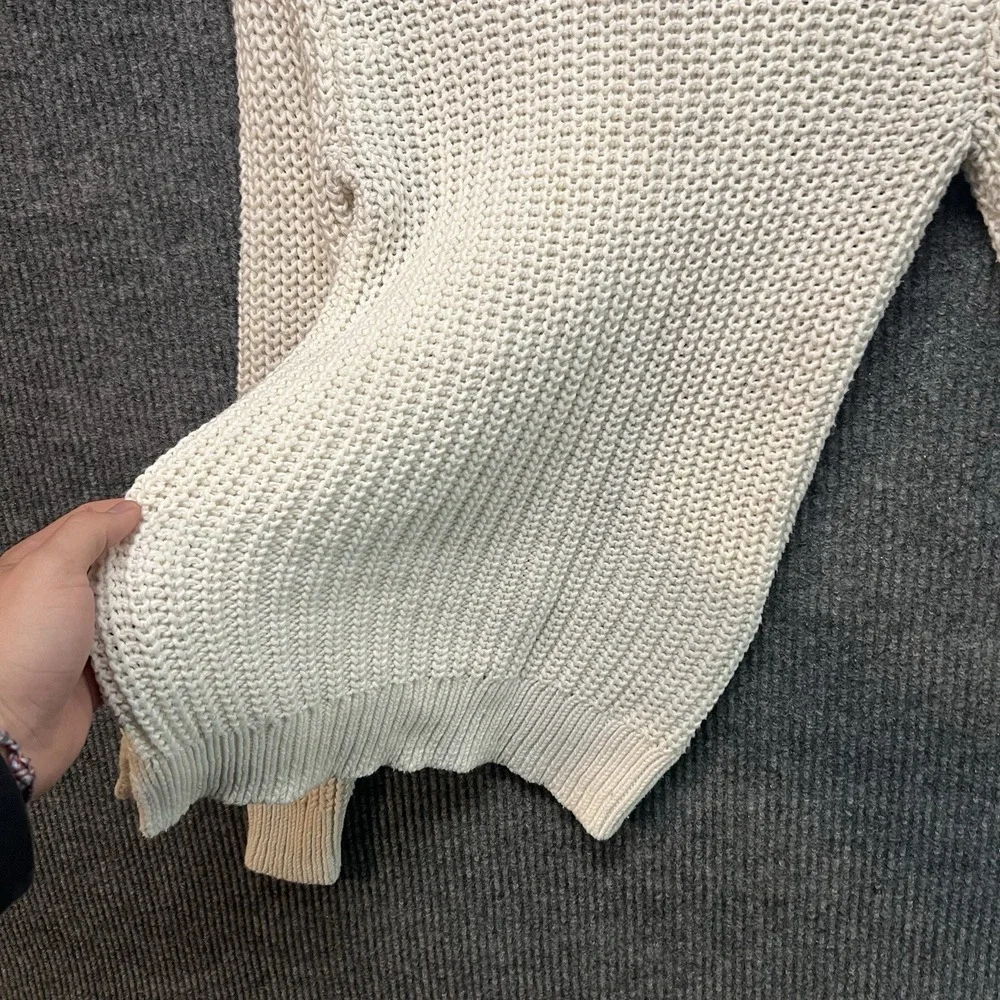 Nautica Sweater Womens Small‎ White Cable Knit Long Sleeves Round Neck Stretchy